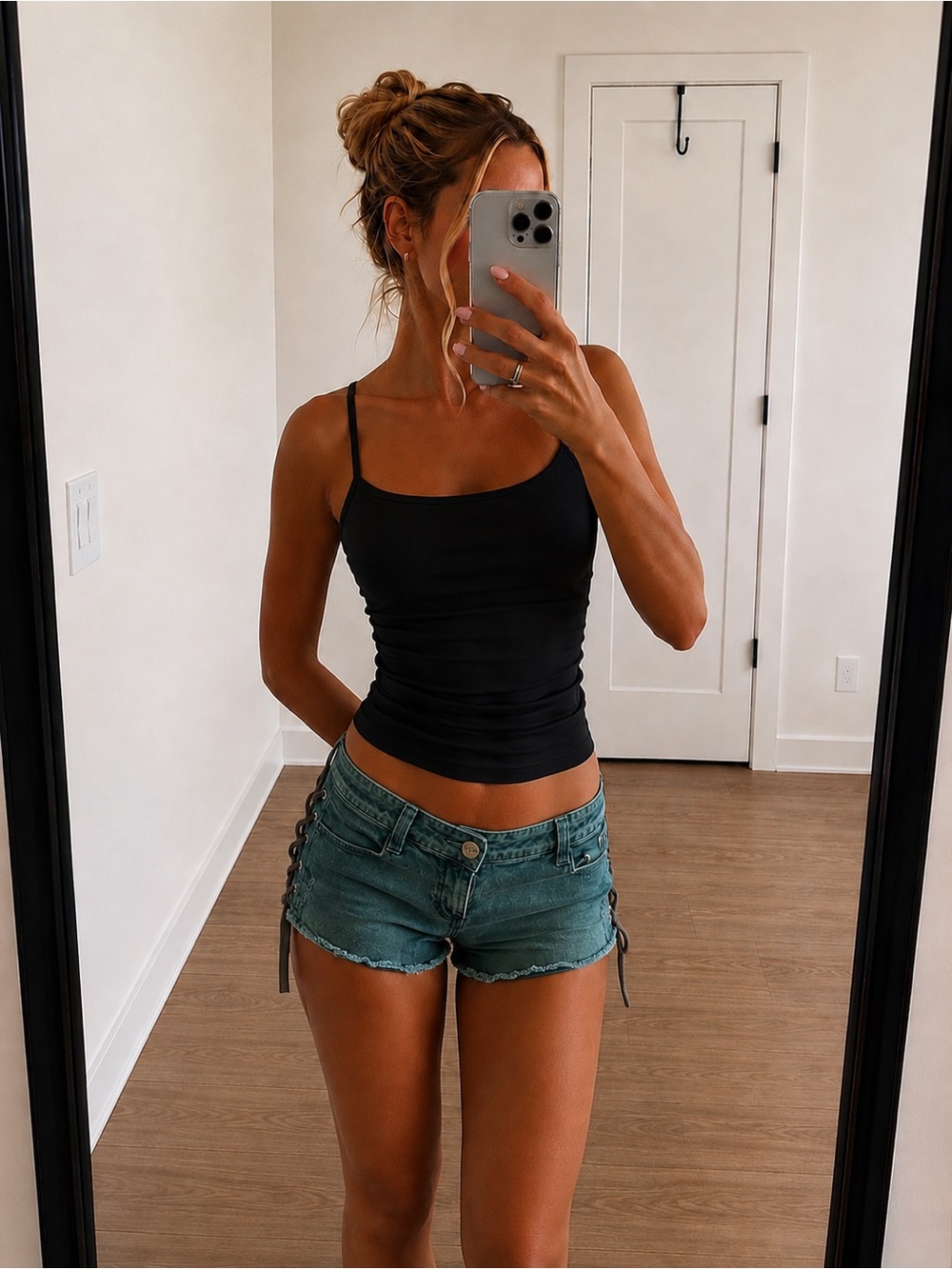 Vintage Tripp NYC Daang Goodman Teal Lace
Up Micro Shorts